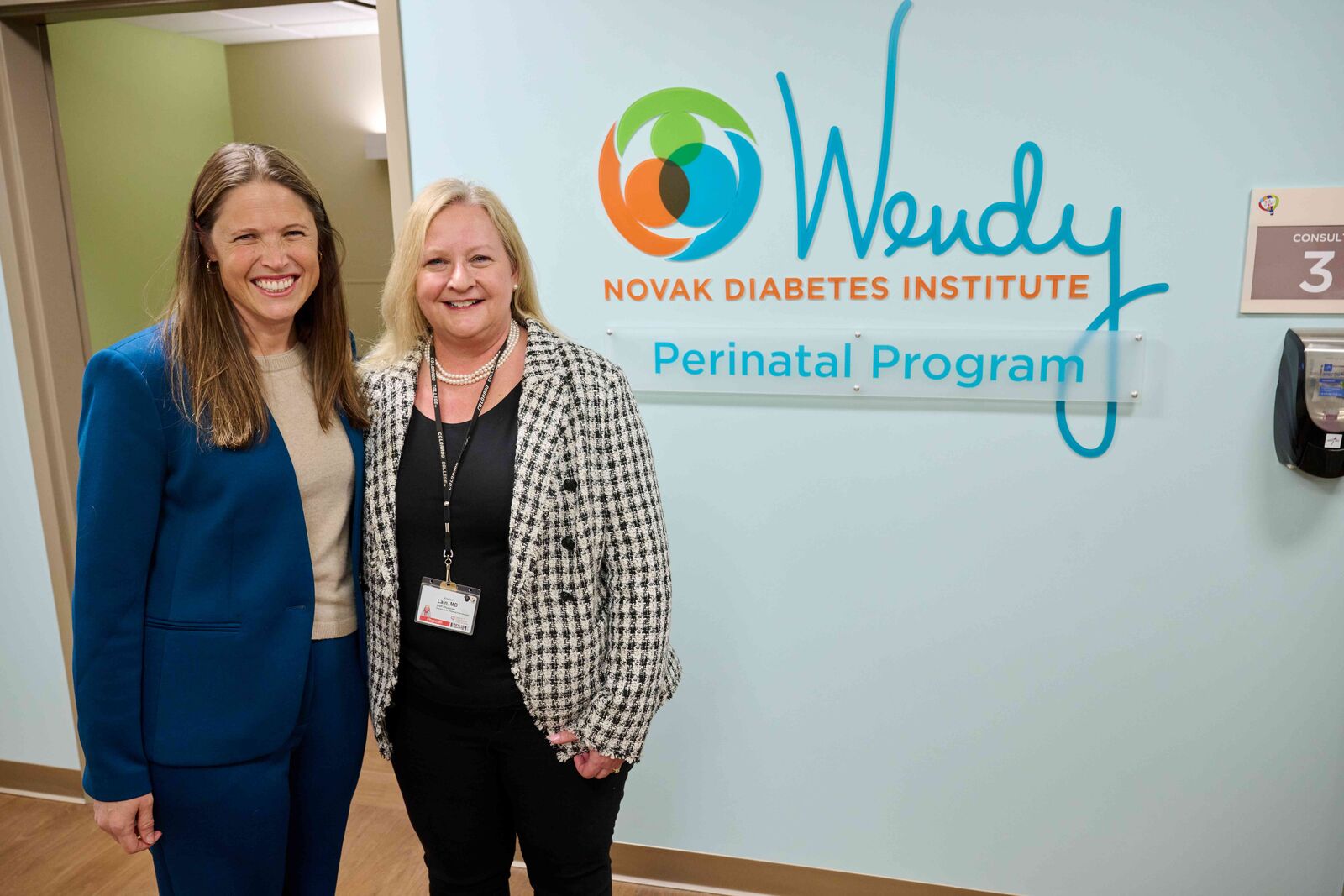 Kristine Lain, MD, with Ashley Novak Butler at the Wendy Novak Diabetes Institute Perinatal Program