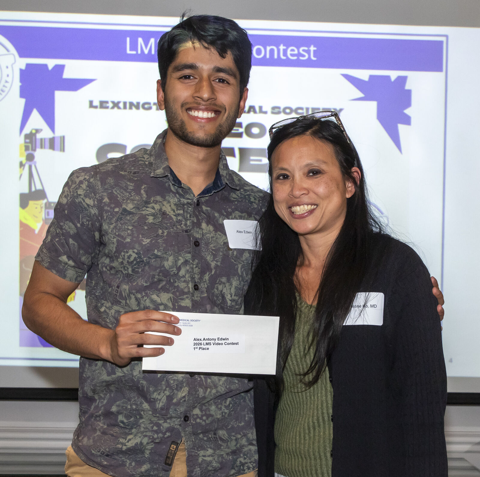 Alex Antony Edwin with LMS president Christine Ko, MD