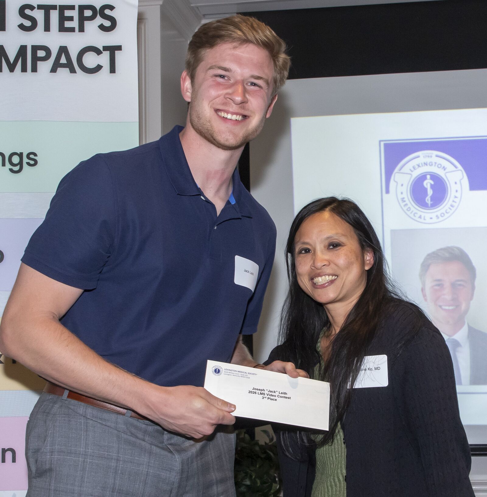 Joseph Jack Leith with LMS president Christine Ko, MD