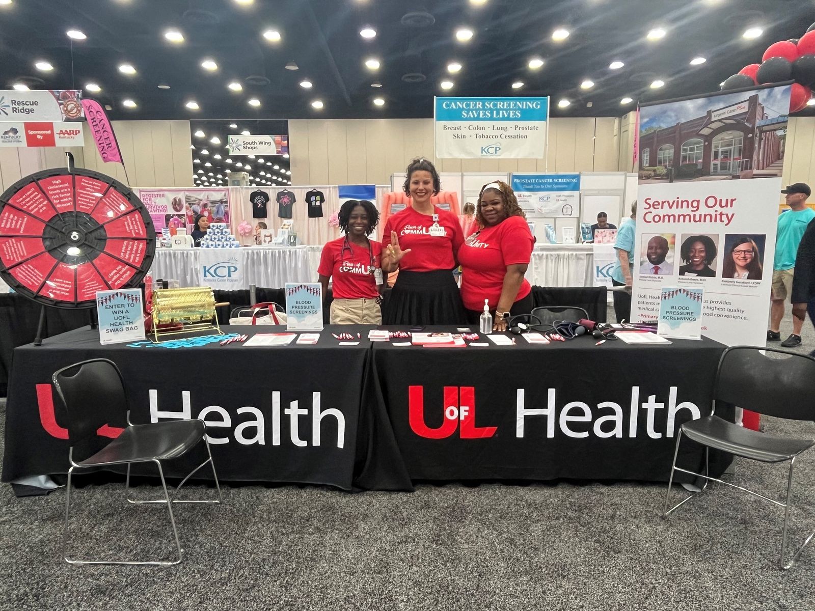 Dr. Keturah Bowe and team at the blood pressure screening table