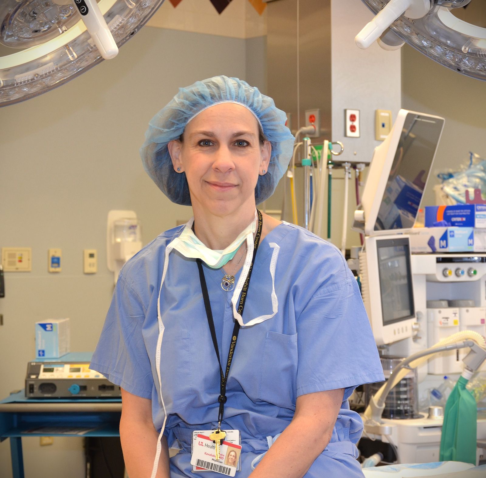 Sandra Kavalukas, MD, in scrubs in an operating room