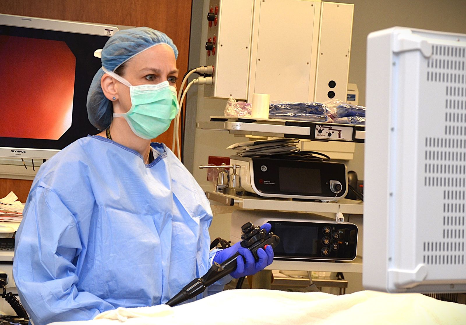 Sandra Kavalukas, MD, performing an endoscopy